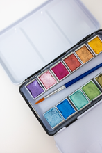 Load image into Gallery viewer, 12 Color Travel Metallic Watercolor Paint Palette
