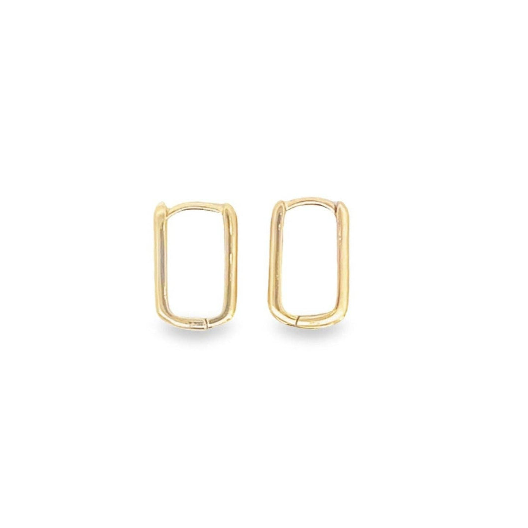 18K Gold/Rhodium Filled Rectangle Hoops Earrings