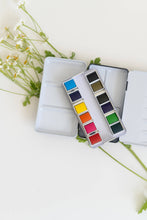 Load image into Gallery viewer, 12 Color Mini-Travel Watercolor Paint Palette
