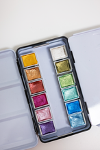 Load image into Gallery viewer, 12 Color Travel Metallic Watercolor Paint Palette
