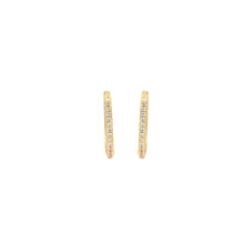 Load image into Gallery viewer, Gold Filled Thin Oval CZ Pave Huggies
