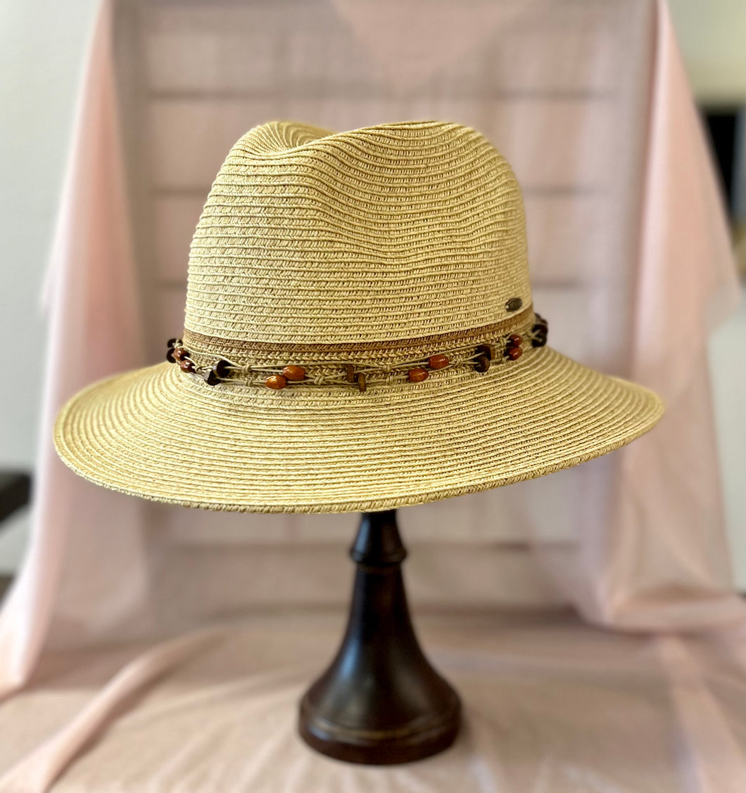 Natural Bead Trim Sun Hat