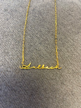 Load image into Gallery viewer, Custom Necklace with Paper Clip Chain Signature Font
