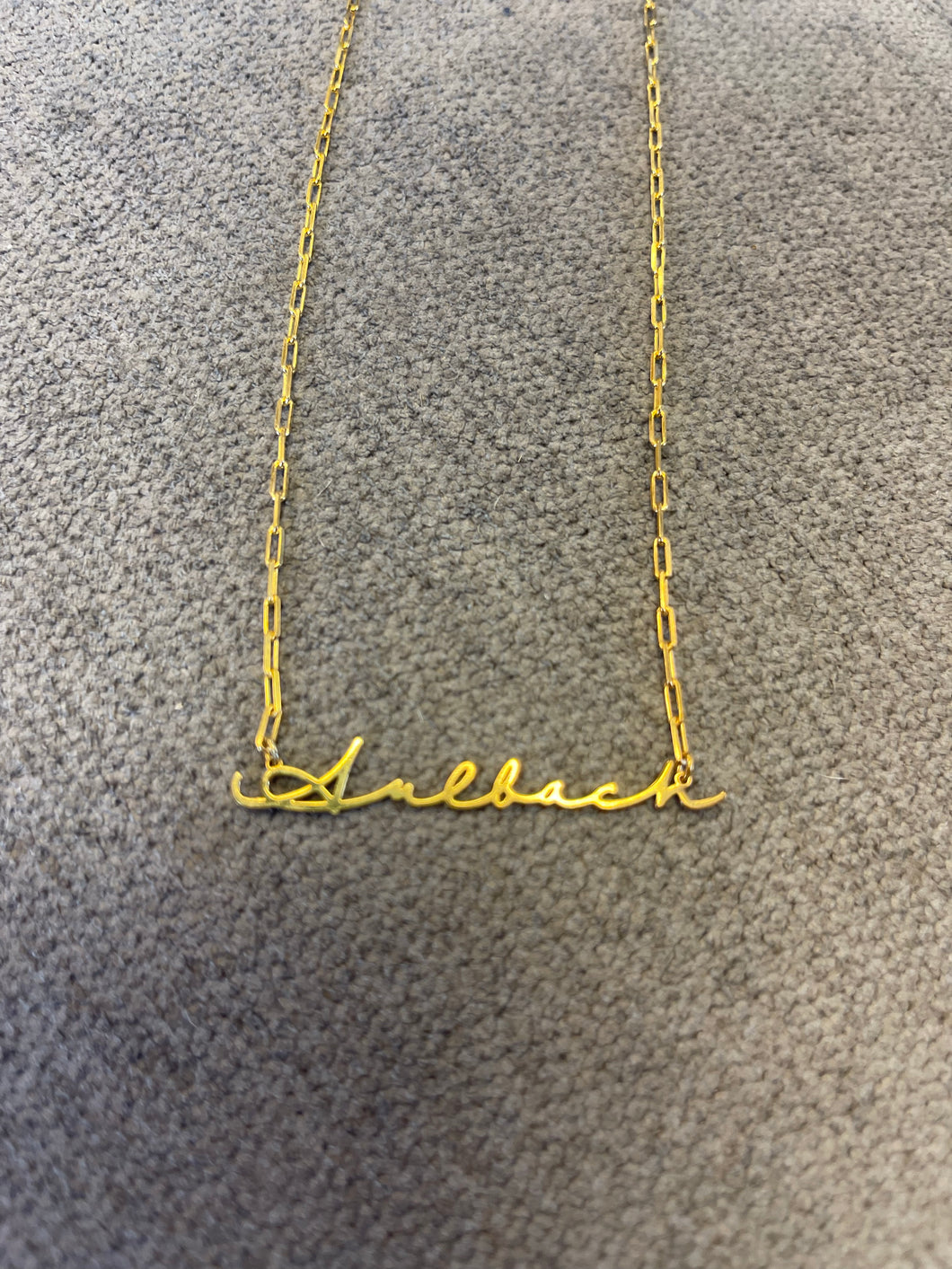 Custom Necklace with Paper Clip Chain Signature Font
