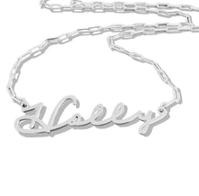 Load image into Gallery viewer, Custom Necklace with Paper Clip Chain Signature Font

